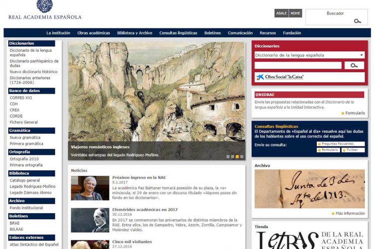 La Real Academia Española ilustra la portada de su web con una estampa del Tajo de Ronda