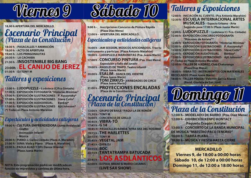 Fiesta en el Aire 2015, programa de actos