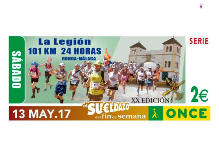 El cupón que la ONCE dedicará al XX aniversario de los 101 km de la Legión se sorteará el 13 de mayo