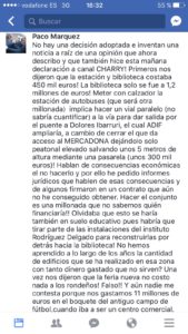 Mensaje de Márquez en Facebook.