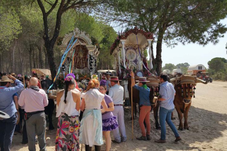 La Hermandad del Rocío de Ronda llega a la aldea de la Blanca Paloma tras cinco días de calor y de camino