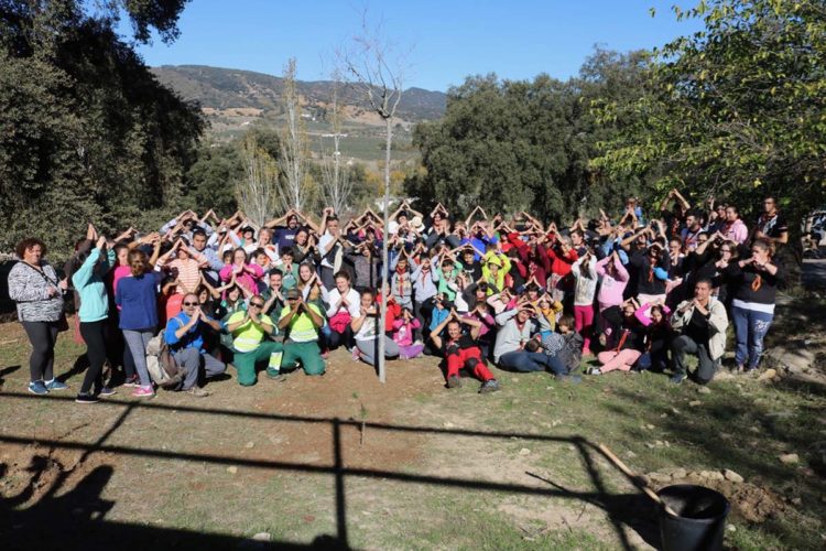 Más de 200 voluntarios repueblan un paraje del Llano de la Cruz con 600 plantas y árboles autóctonos