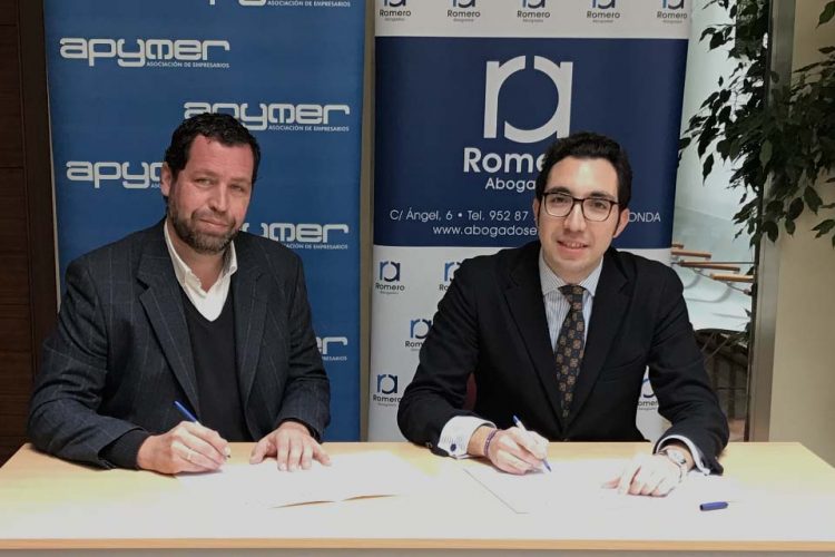 Apymer y Romero Abogados firman un convenio de colaboración y asesoramiento jurídico integral para empresarios y comerciantes rondeños