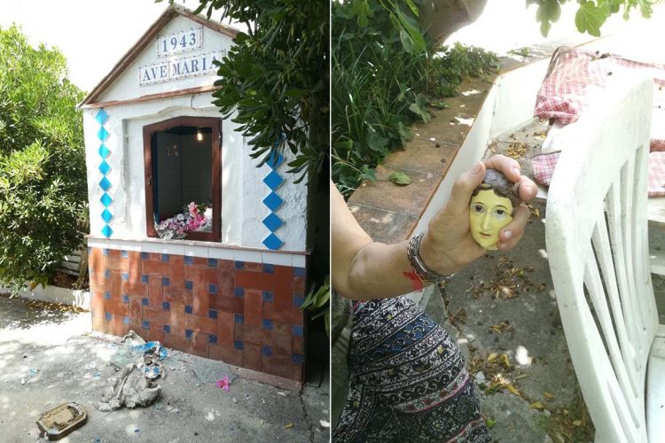 Unos vándalos destrozan la pequeña ermita de la Virgen de la Inmaculada de Los Molinos del Tajo