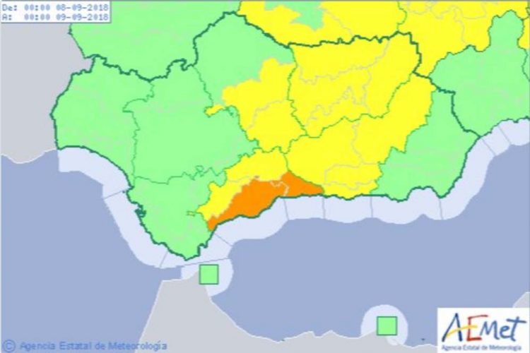 La Serranía de Ronda estará este sábado en alerta amarilla en previsión de fuertes lluvias en forma de tormenta