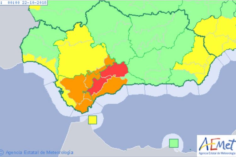 Ronda en alerta roja por importantes lluvias que pueden dejar hasta 180 litros de agua en la Serranía