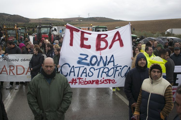 Vecinos de los municipios afectados por las inundaciones cortan la carretera Ronda-Málaga para exigir al Gobierno central la declaración de zona catastrófica