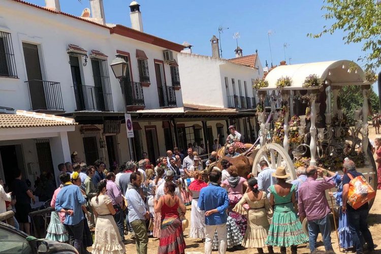 Los romeros rondeños entran en la aldea de la Virgen del Rocío tras cinco días de camino