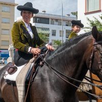 María Dúctor en un desfile de caballos cuando fue presidenta de las Damas Goyescas.