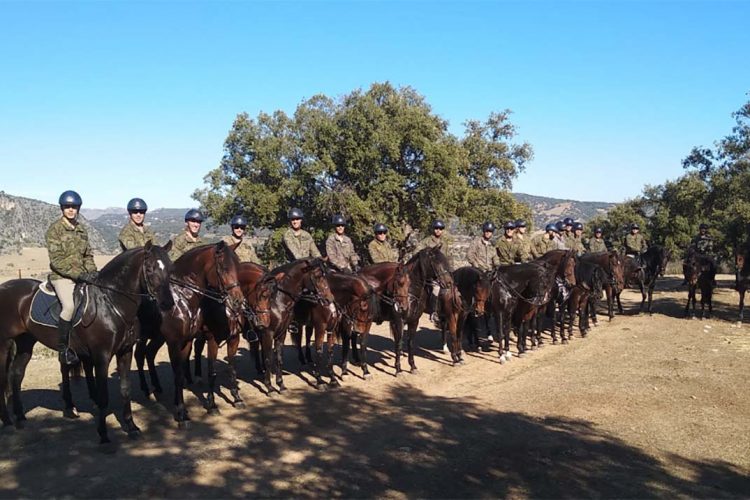 La sección de Coraceros de la Guardia Real realiza una serie de maniobras en Ronda