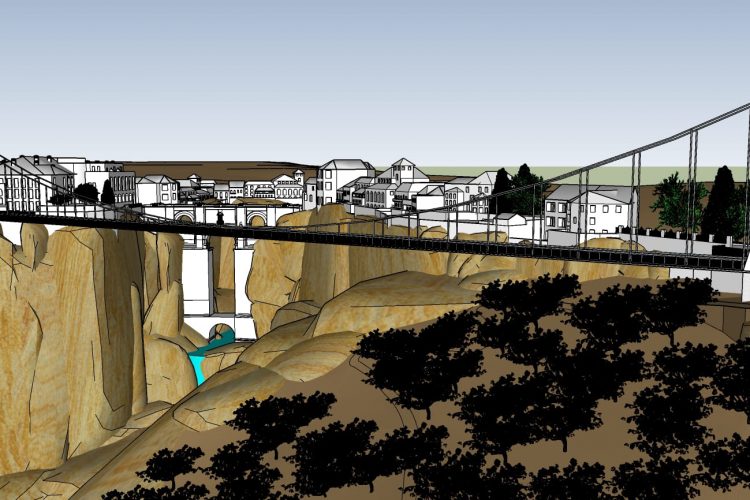 Un arquitecto rondeño propone construir un puente peatonal que cruce el Tajo desde el Parador a la plaza del Campillo