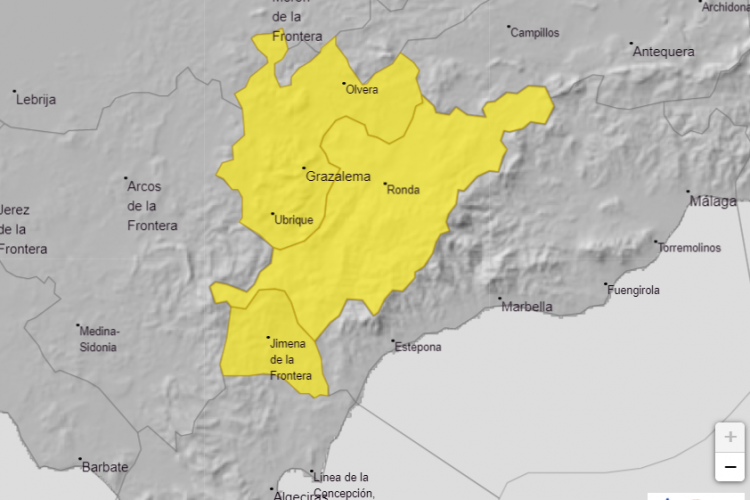 La comarca de Ronda entra este sábado en alerta amarilla en previsión de fuertes tormentas