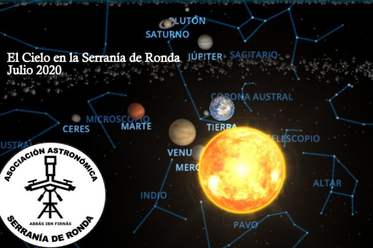 El cielo de Ronda en julio:  Júpiter y Saturno alcanzan la mayor luminosidad del año, buena ocasión para su observación