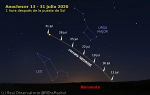 Localizacion del cometa desde Ronda