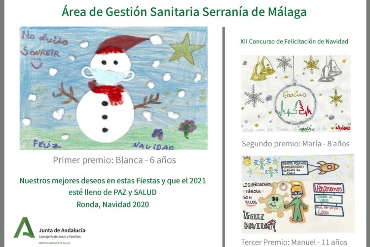 Blanca García Mena, de seis años de edad, gana el XII Concurso de Tarjetas Navideñas del Hospital de la Serranía