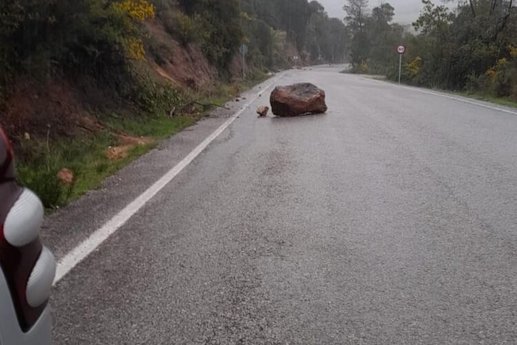 El temporal provoca el desprendimiento de piedras en la carretera que une Ronda con Cortes de la Frontera