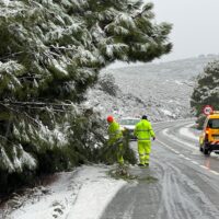 Nieve en la recta de la Cruz Roja.