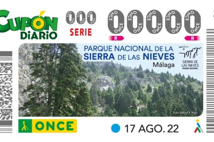 La ONCE dedica el cupón diario del próximo miércoles al Parque Nacional Sierra de las Nieves