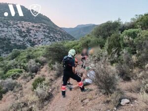 Momento en el que fueron localizados los excursionistas.