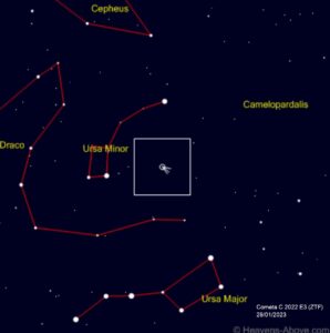 Imagen del cometa en el espacio.