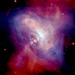 Imagen del  púlsar (en el centro)  de la Nebulosa del Cangrejo. (NASA). 