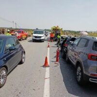Siete personas resultan heridas, entre ellas un bebé de cuatro meses, en un accidente en la salida de Ronda por la carretera A-367